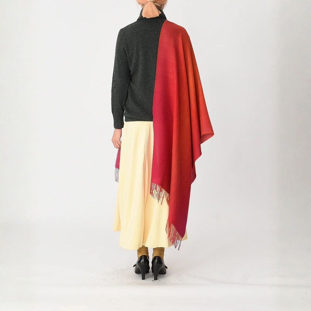 Allianchu Baby Alpaca Shawl, Fuchsia Pixel