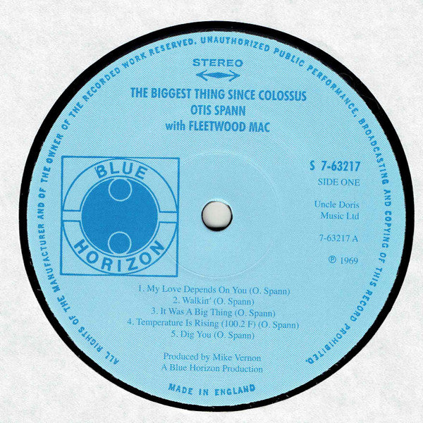 Otis Spann With Fleetwood Mac : The Biggest Thing Since Colossus (LP, Album, RE, RM, RP)