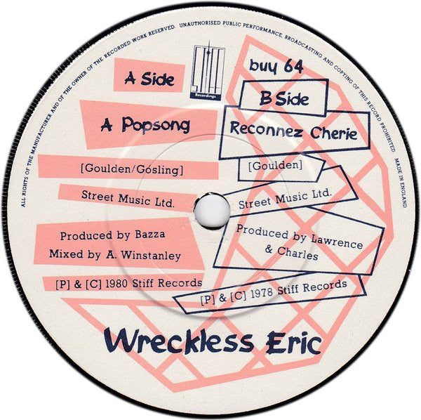 Wreckless Eric : A Popsong (7", Single)