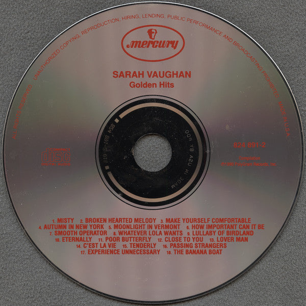 Sarah Vaughan : Sarah Vaughan's Golden Hits!!! (CD, Comp, RE, RM)