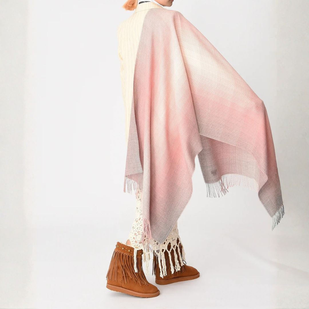 Allianchu Baby Alpaca Shawl, Baby Pink Pixel