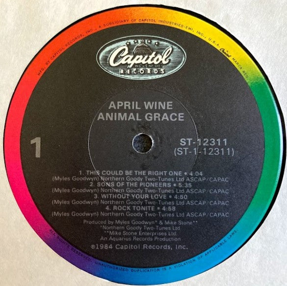 April Wine : Animal Grace (LP, Album, Win)