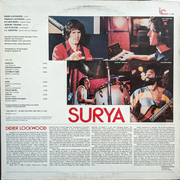 Didier Lockwood : Surya (LP, Album)