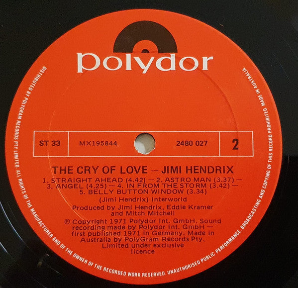 Jimi Hendrix : The Cry Of Love (LP, Album, RE)