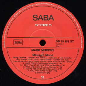 Mark Murphy : Midnight Mood (LP, Album, RP, 180)