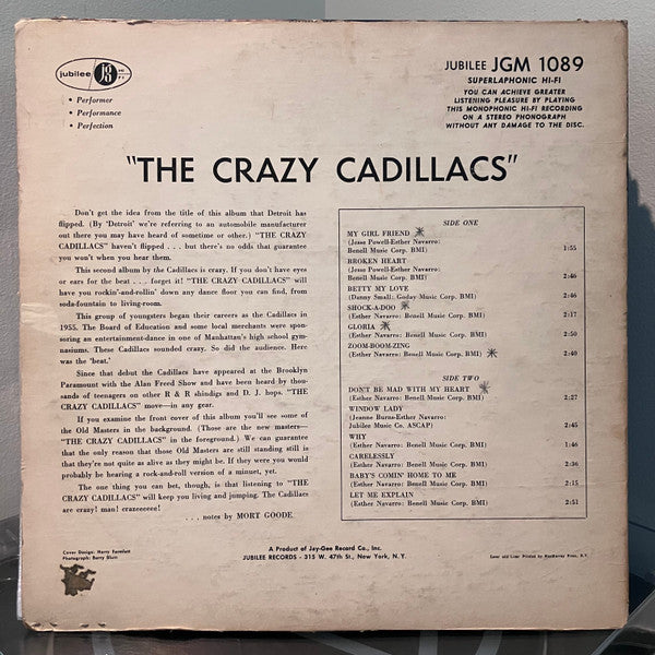 The Cadillacs : The Crazy Cadillacs (LP, Album, Mono, RE)