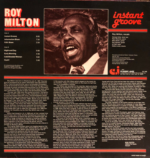 Roy Milton : Instant Groove (LP, Album)