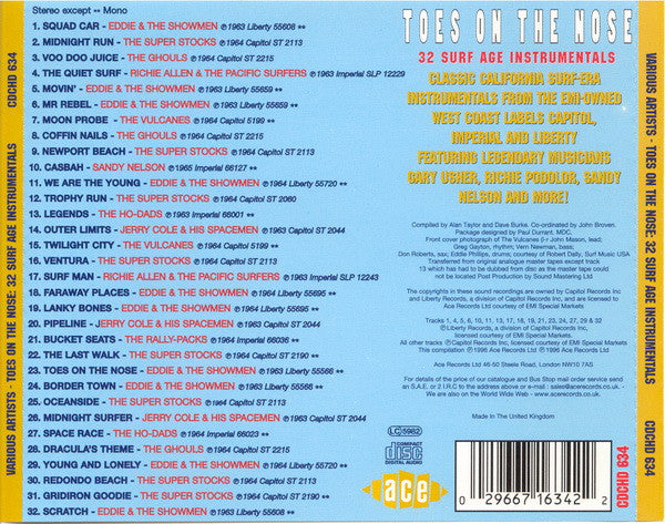 Various : Toes On The Nose (32 Surf Age Instrumentals) (CD, Comp)