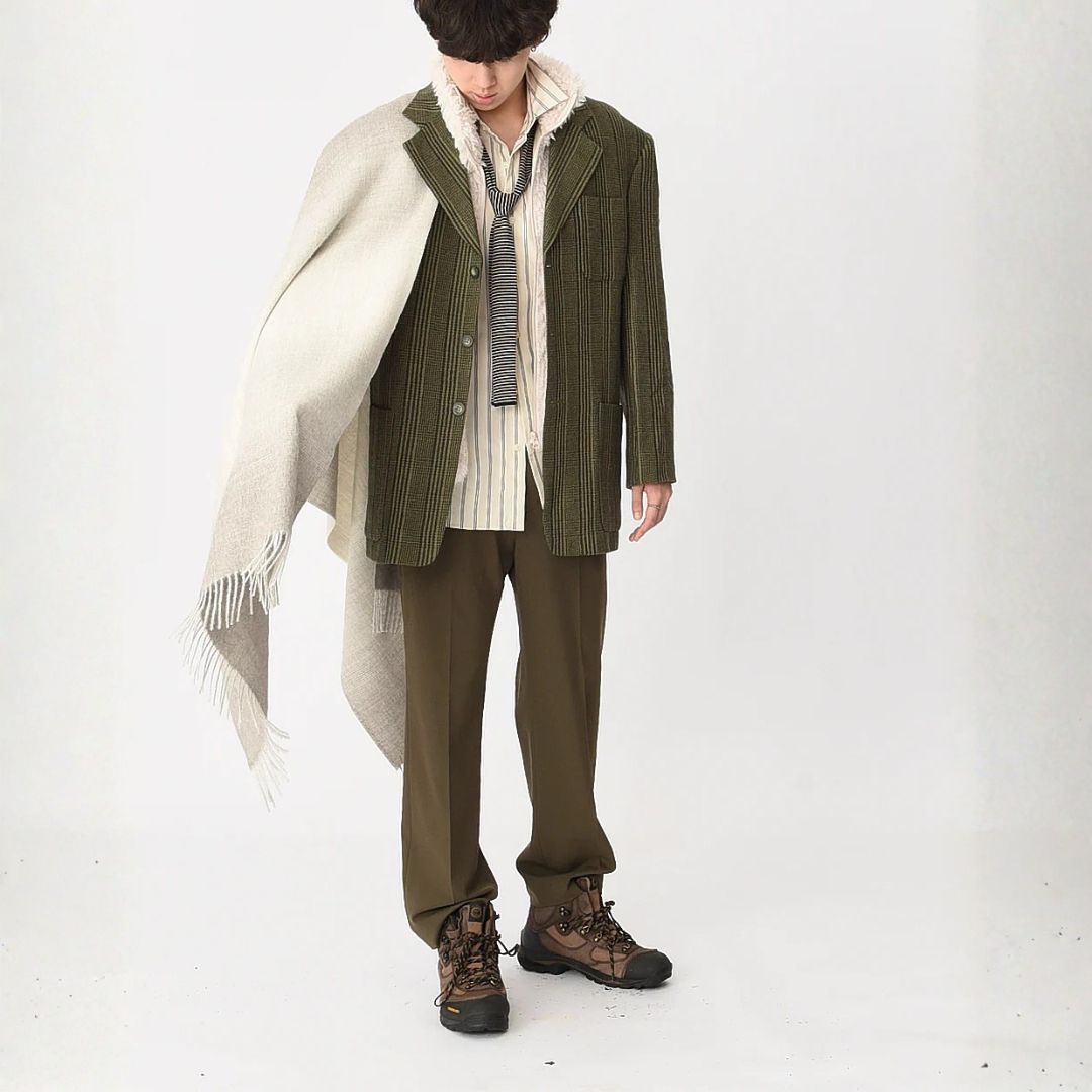 Ombré Baby Alpaca Shawl, Light Grey