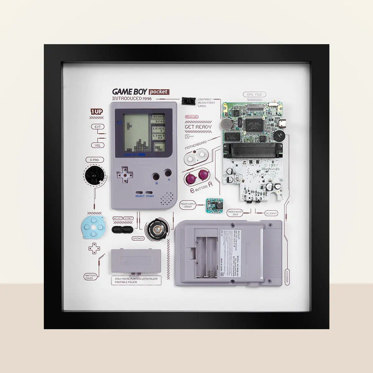 Nintendo Game Boy Pocket Framed Artwork, Grey