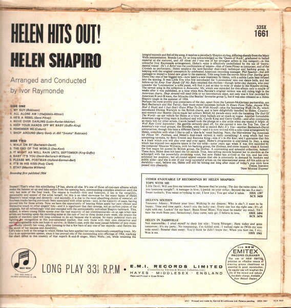 Helen Shapiro : Helen Hits Out! (LP, Album, Mono)