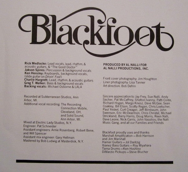 Blackfoot (3) : Siogo (LP, Album, SP)