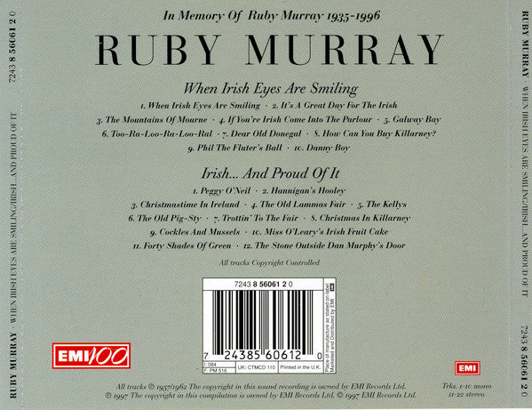 Ruby Murray : When Irish Eyes Are Smiling / Irish...And Proud Of It (CD, Comp, Mono, RM)