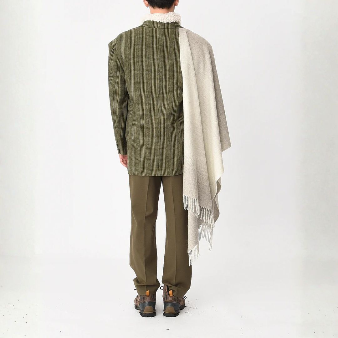 Ombré Baby Alpaca Shawl, Light Grey