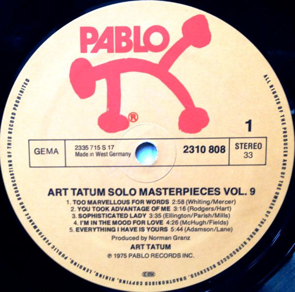 Art Tatum : The Tatum Solo Masterpieces, Vol. 9 (LP, Album)