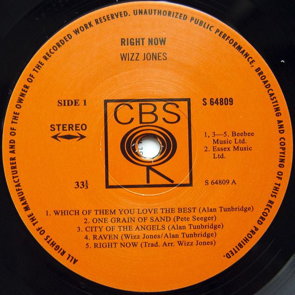 Wizz Jones : Right Now (LP, RE, RM, 180)