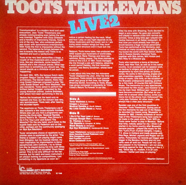 Toots Thielemans : Live 2 (LP, Album)