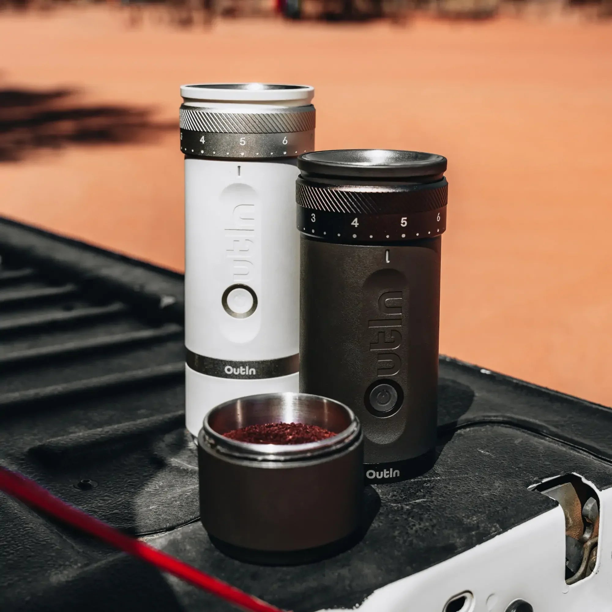 Fino Portable Electric Coffee Grinder, Sandstone White