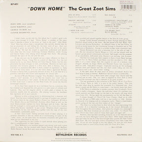 Zoot Sims : Down Home (LP, Album, Mono, Ltd, RE, 180)