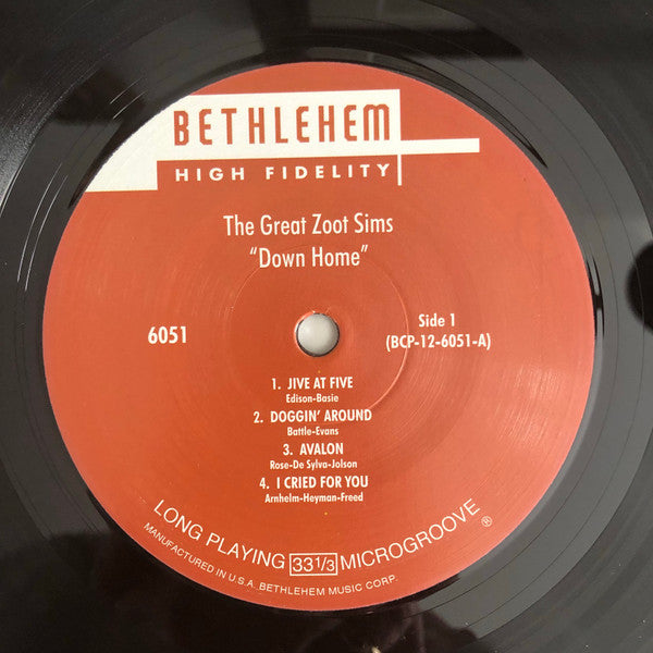 Zoot Sims : Down Home (LP, Album, Mono, Ltd, RE, 180)