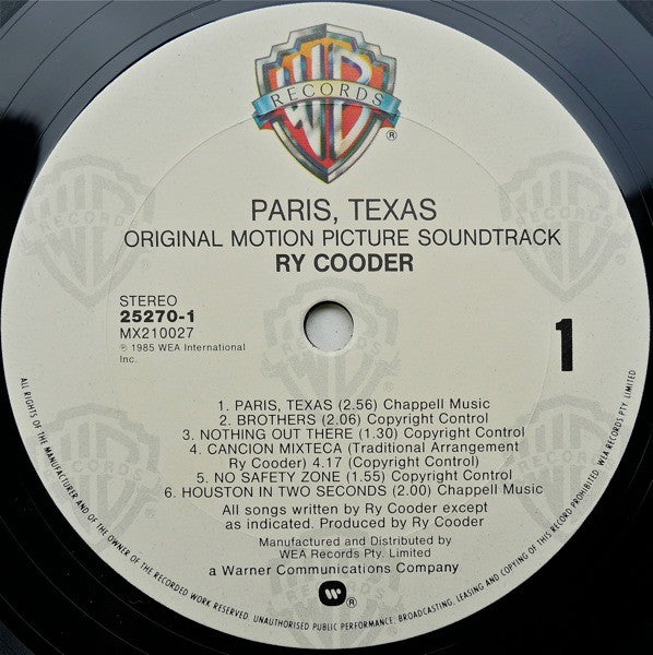 Ry Cooder : Paris, Texas - Original Motion Picture Soundtrack (LP, Album)