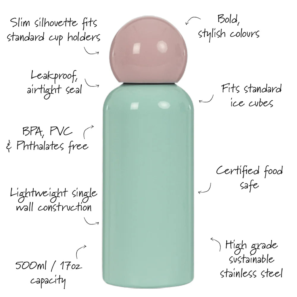 Lite Water Bottle 500ml, Mint & Pink