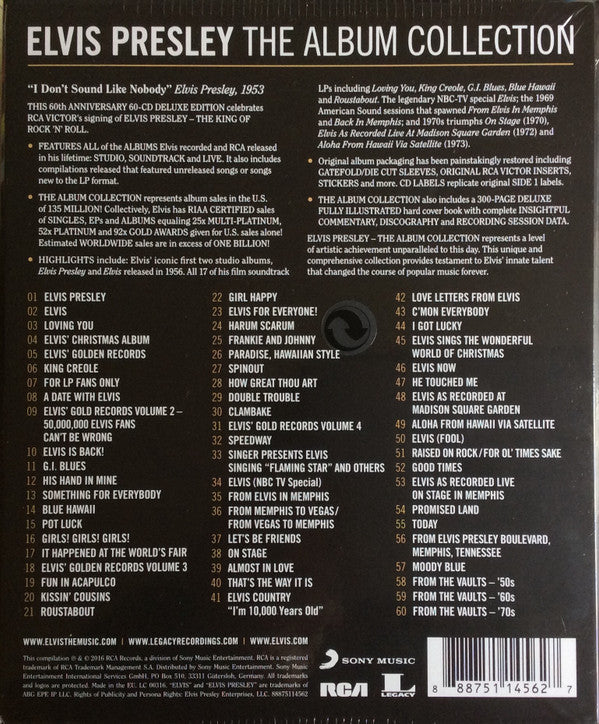 Elvis Presley : The Album Collection (Box, Comp, 60t + 46xCD, Album, RE + 11xCD, Comp, R)