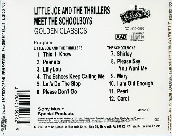 Little Joe Cook And The Thrillers  /  The Schoolboys : Little Joe Cook And The Thrillers Meet The Schoolboys (CD, Comp)