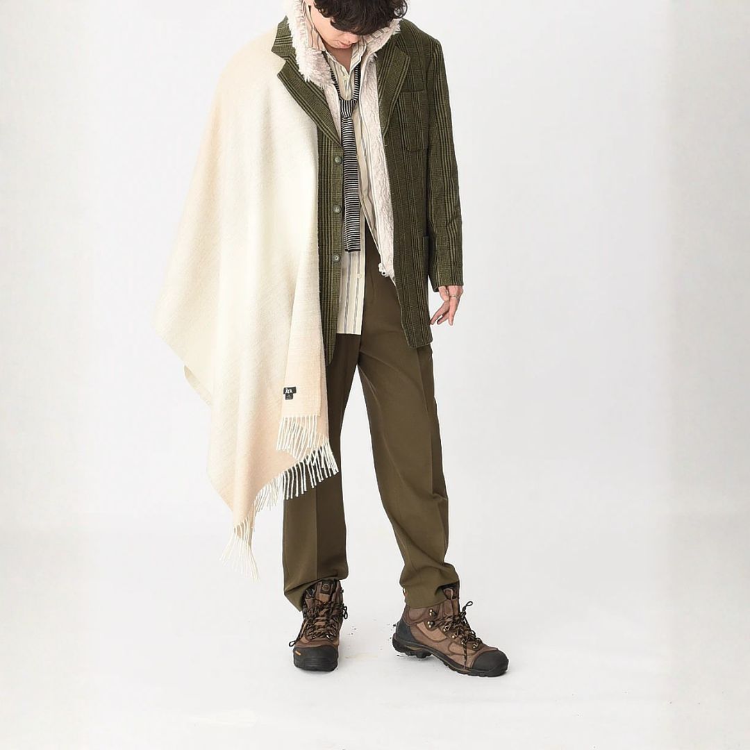 Ombré Baby Alpaca Shawl, Ecru