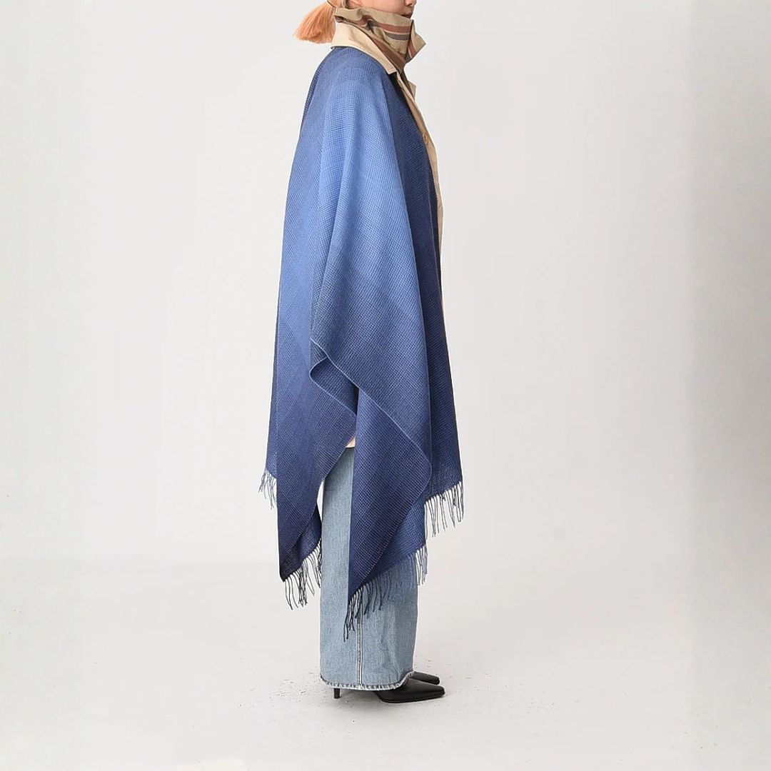 Allianchu Baby Alpaca Shawl, Blue Pixel