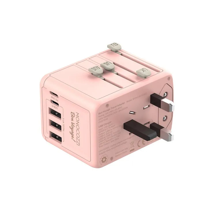 Bon Voyage Travel Adaptor with 35W with 3x USB and 2x USB-C PD Connector | Monocozzi - Wake Concept Store  