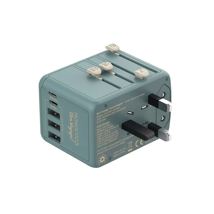 Bon Voyage Travel Adaptor with 35W with 3x USB and 2x USB-C PD Connector | Monocozzi - Wake Concept Store  