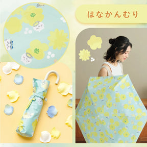 Chiikawa x Wpc. 100% UV Protection Parasol Umbrella, Flower Crown/Sleepy Yellow