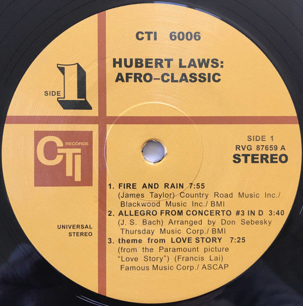 Hubert Laws : Afro-Classic (LP, Album, RE, RM, 180)
