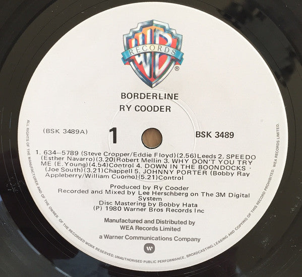 Ry Cooder : Borderline (LP, Album)