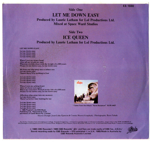 The Stranglers : Let Me Down Easy (7", Promo)