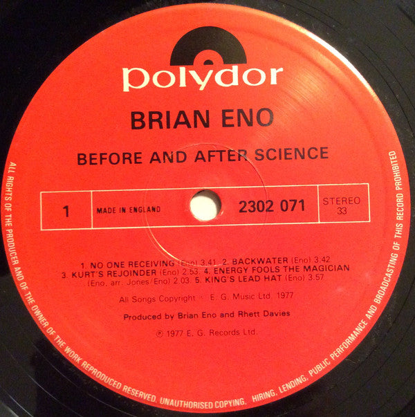 Brian Eno : Before And After Science (LP, Album, RP)