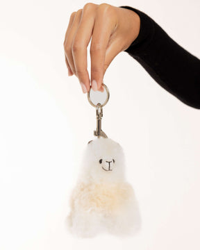 The Teeny Tiny Baby Alpaca Keyring, White