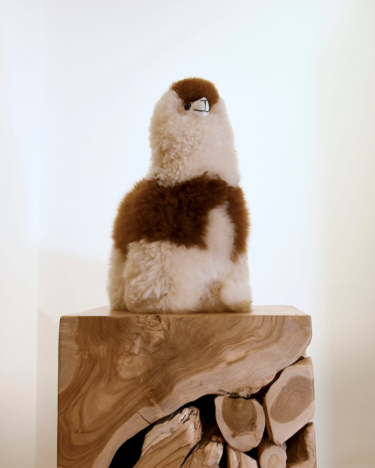 The Big Eyed 45cm Baby Alpaca Plush Toy, Brown & Cream