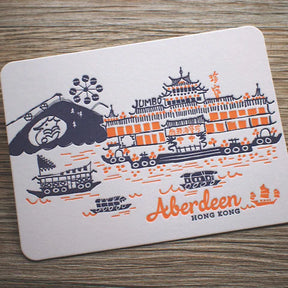Hong Kong District Letterpress Postcard