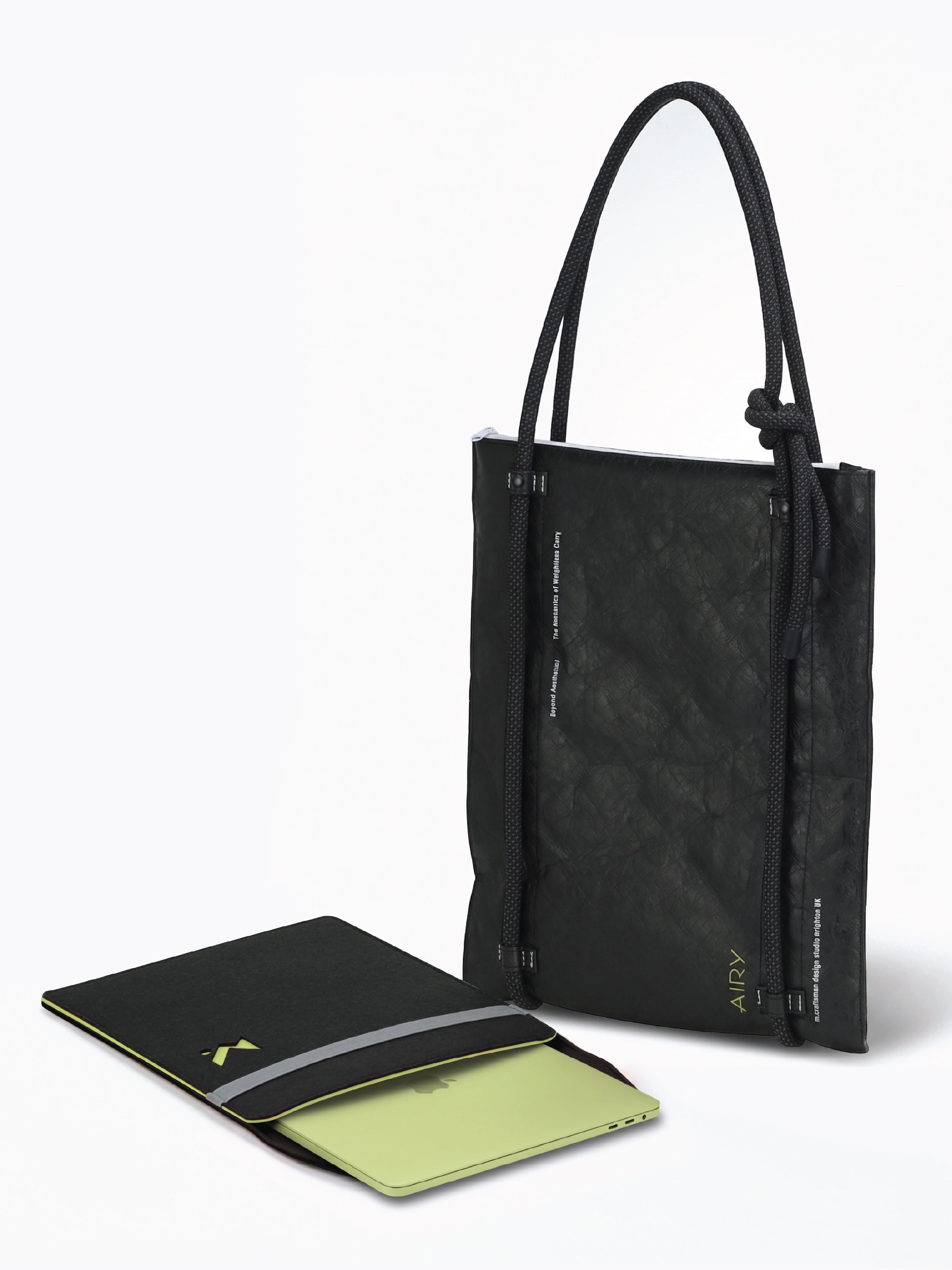 Airy Sleeves & Tote Set for Macbook 13", Black