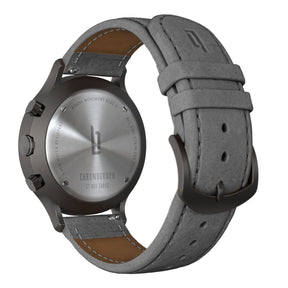 Chronograph, Dark Silver White/ Gray Leather Strap