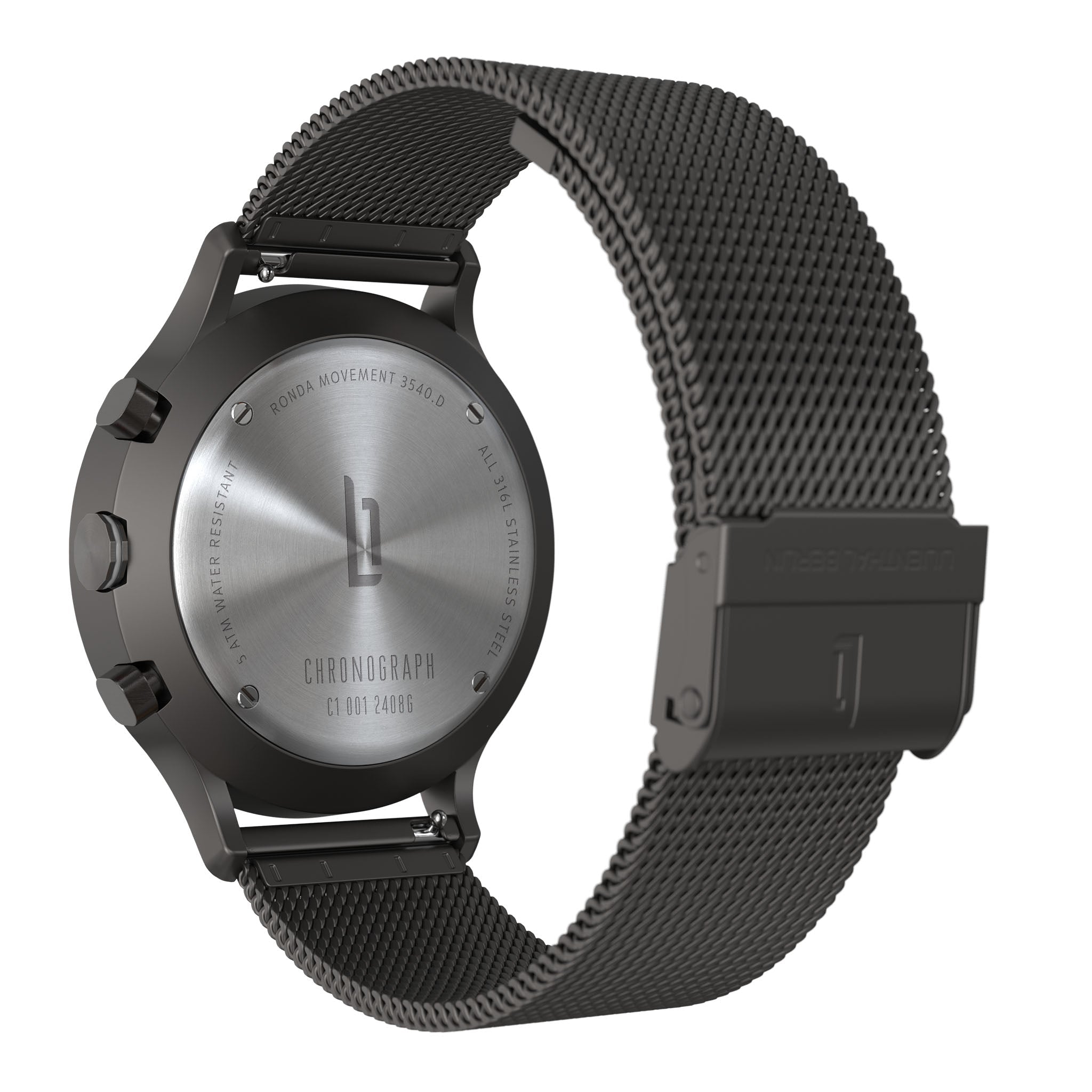 Chronograph, Dark Silver White/ Stainless Steel Strap