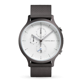 Chronograph, Dark Silver White/ Stainless Steel Strap