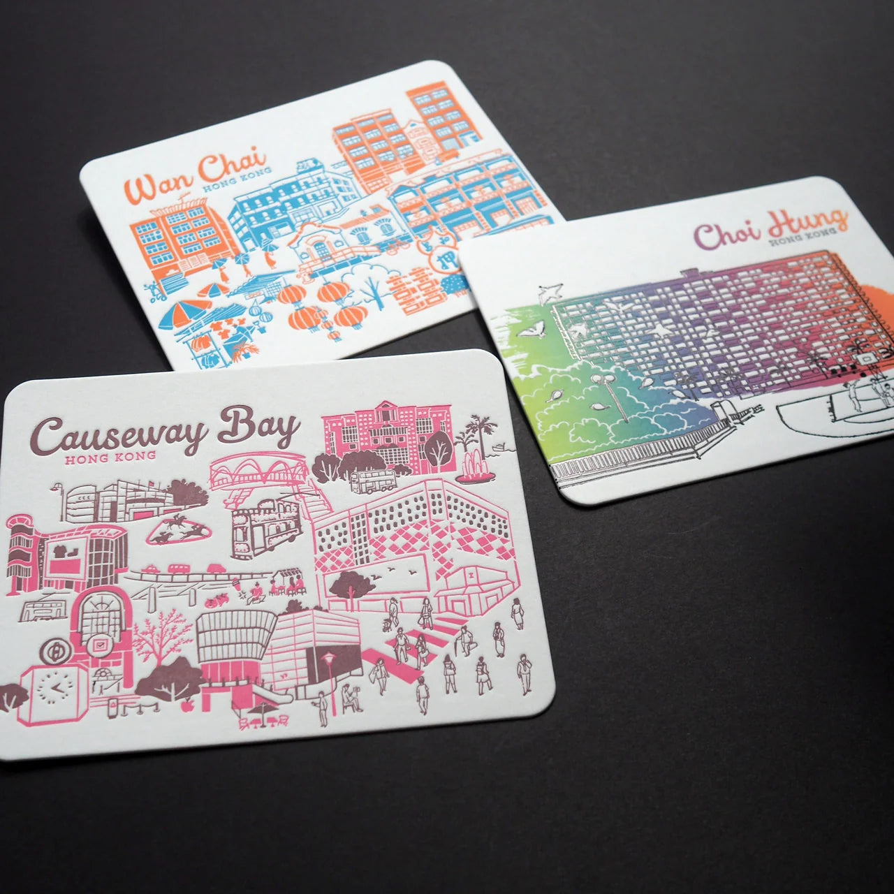 Hong Kong District Letterpress Postcard