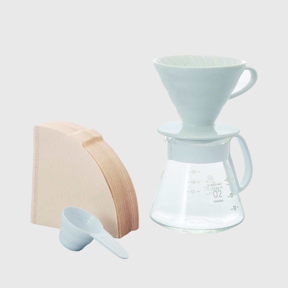 HARIO V60 Ceramic Pour Over Coffee Set 02, White