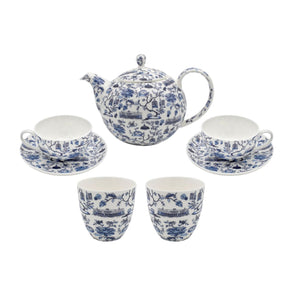 Hong Kong Toile Tea Set, Blue by Faux