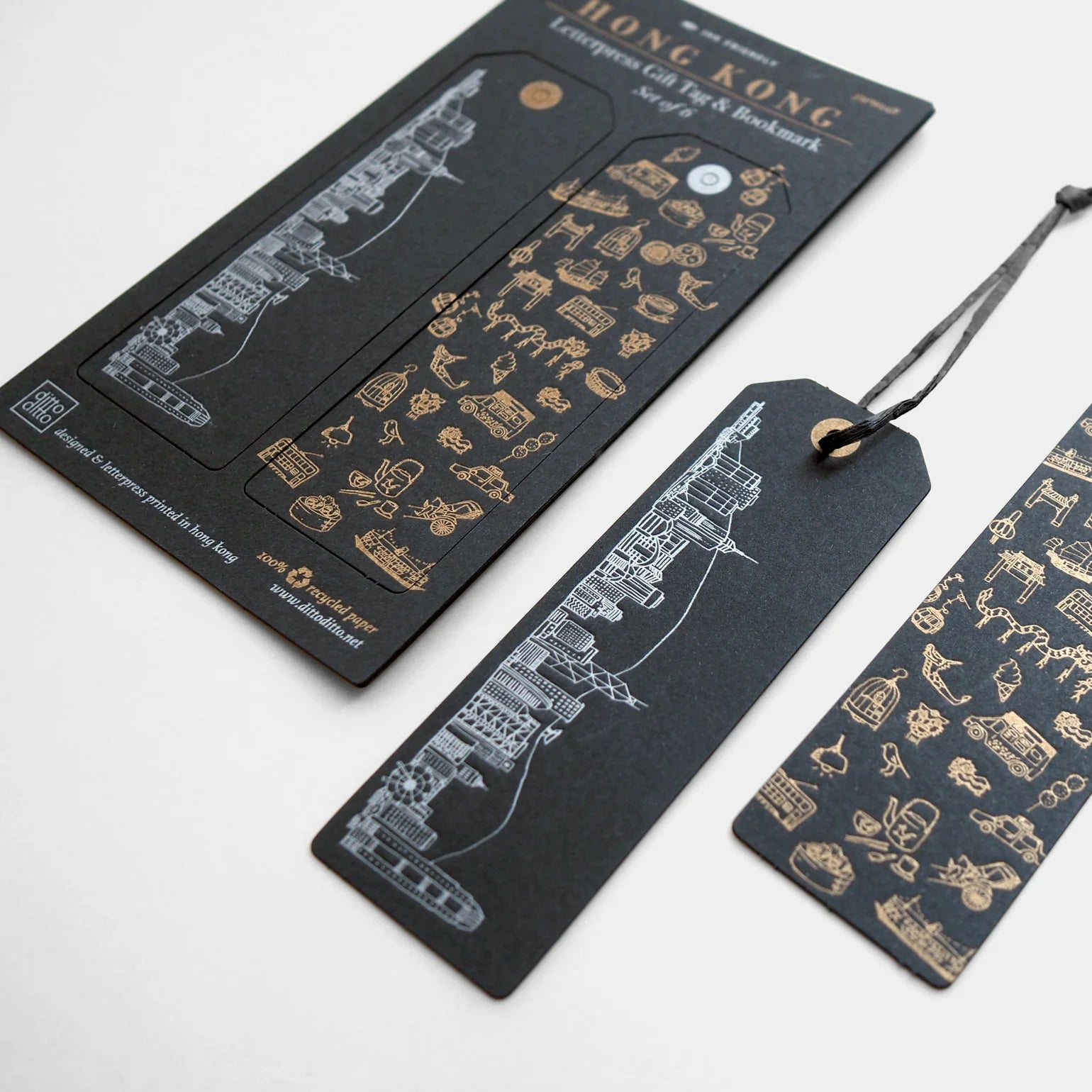 HK letterpress gift tag & bookmark (set of 6)
