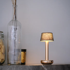 Two Gold / Emerald Linen Cordless Table Lamp | Humble - Wake Concept Store  