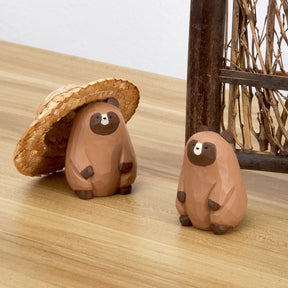 Piri Piri Carved Wooden Tanuki